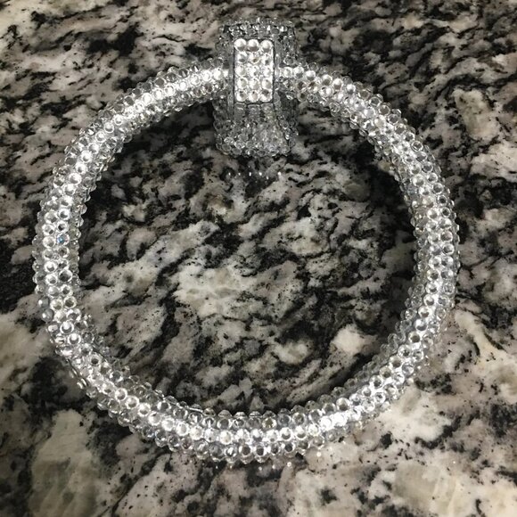 Toilet paper & Towel Ring Holder Set, Bedazzled, Hand Glue, Glass Rhinestones - Picture 3 of 4